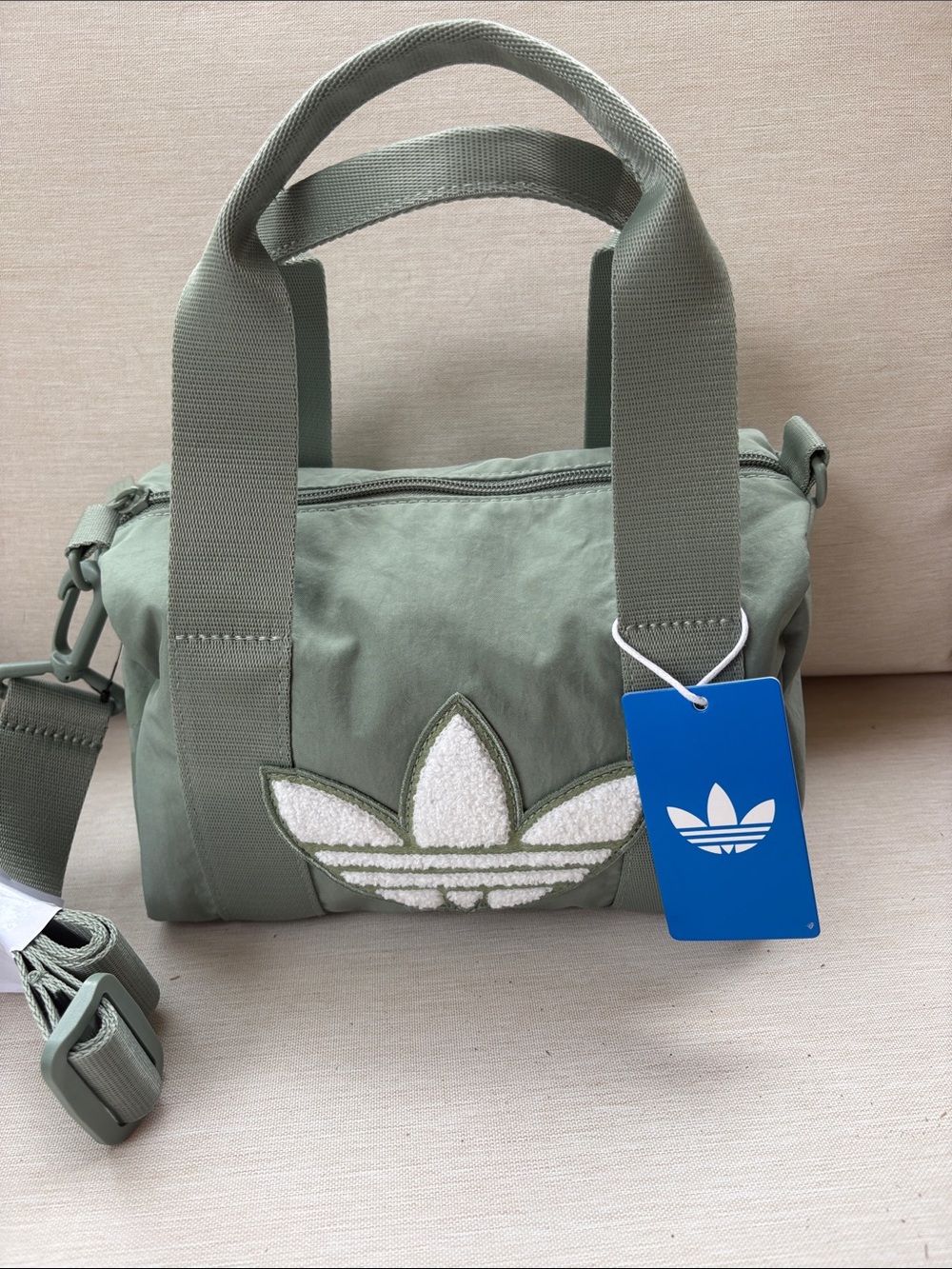 adidas Trefoil Mini Duffel Crossbody Bag in Silver Green - Picture 3 of 16